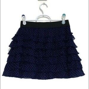 77Kids American Eagle Polka Dot Ruffle Skater Skirt Blue Size Large 12